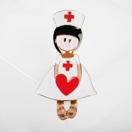 Brooch "Nurse" with a heart, colored in gold-2