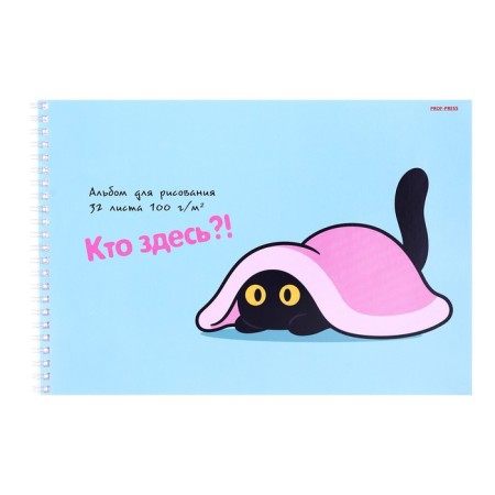 Album for drawing A4 32 sheets on the crest "Cat under a blanket", cover covered paper, offset block 100 g/m2