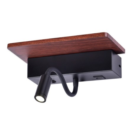 LED lamp wall -mounted with a switch, USB port and Ambrella Light, Wall, FW291, LED, 6 W, 525LUM, 4200, 3000K, Black Black, Dark Tree