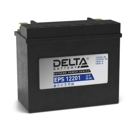 The Delta EPS 12201 battery (YTX20HL-BS, YTX20L-BS) 12 V, 20 Ah reverse (- +)