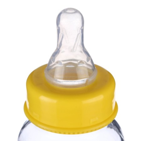 A bottle for feeding glass "Bear Prince", classic throat, medium stream, 180 ml., From 3 months.-3