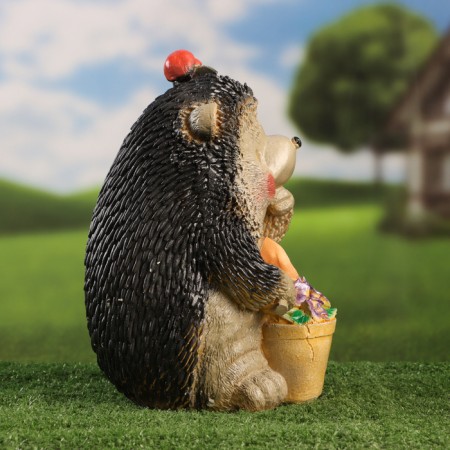 Garden figure "Hedgehog with pansies" 28x18x20cm-3