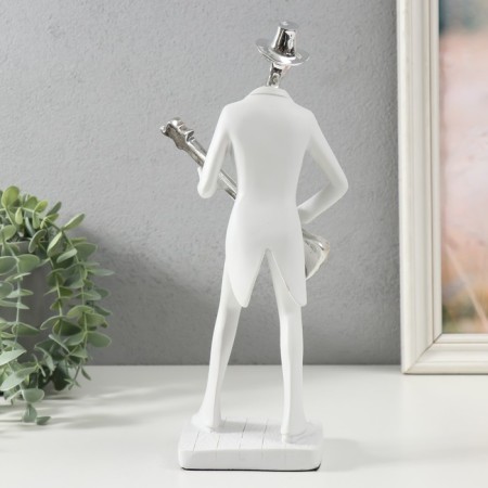 Polystone souvenir "Musician with guitar" White with silver 27.5x7.5x12.5 cm-2