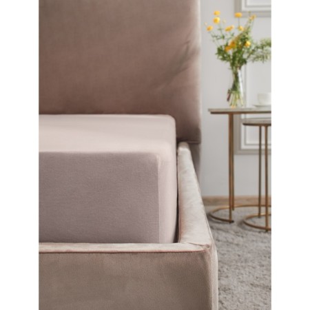 Coffee elastic sheet, size 140x200x20 cm, beige color-10
