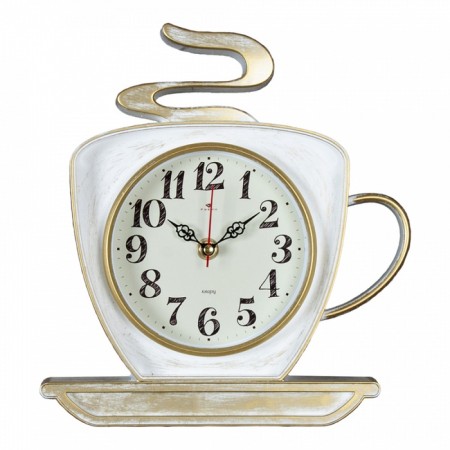 Watching clock, interior for the kitchen "Cup", silent, 25 x 24 cm, white