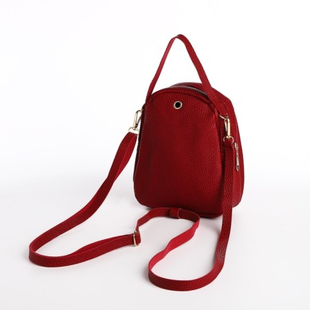 Women's backpack of artificial leather with lightning, 1 pocket, red color-1