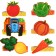 Set of carnival masks vegetables, blue tractor 6 pcs.