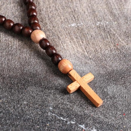 Wooden rosary, with a cross, 27 cm, mix-3
