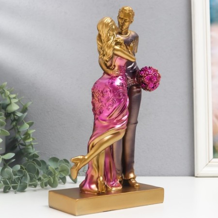 Souvenir Polystone "Tender Meeting" Pink-violet 7x14.5x28 cm-1