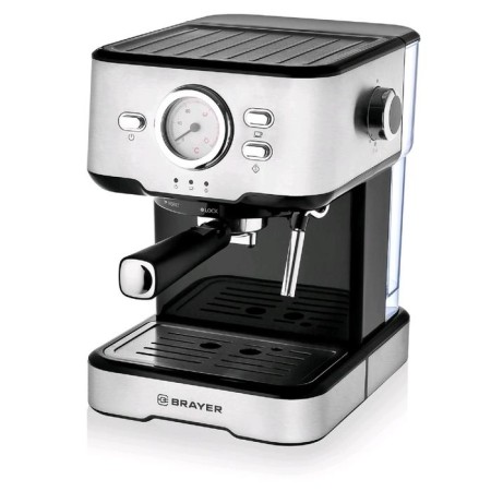 Brayer BR1101 coffee machine, Rozhkova, 1500 watts, 1.5 l, cappuccino, silver-1
