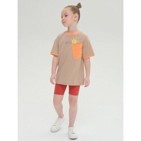 T -shirt for girls, height 104 cm, sandy color-5