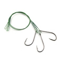 The leash of the steel Namazu Leader 1x7 Coated Green, D = 0.33 mm, l = 20 cm, with a single hook