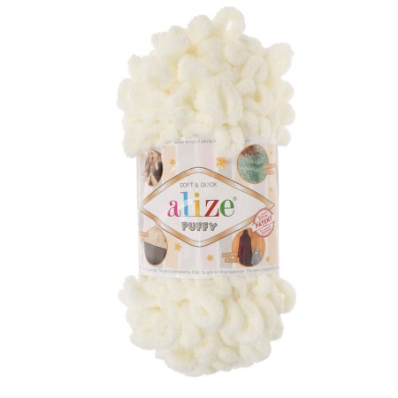 Yarn "Puffy" 100 % micropoliester 9m/100g (62 St. Milk)-1