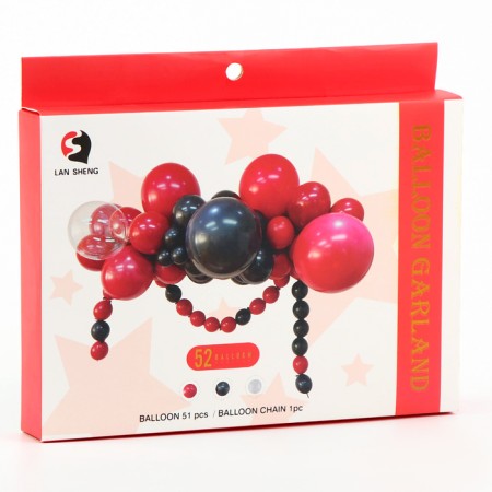 Set for creating compositions from balloons, set of 52 pcs., Black, Bordeaux-1