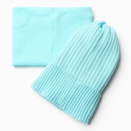 Kit for children (hat, snood), mint color, size 48-52-3