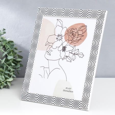 Photo frame plastic 20x25 cm "waves" white with black 28.5x23.5 cm-1
