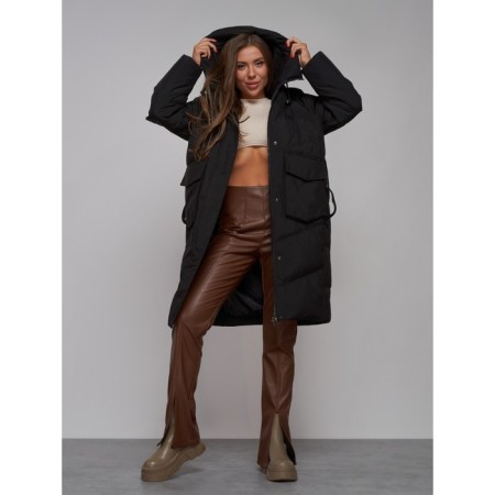 Coat insulated winter female, size 50, black color-13