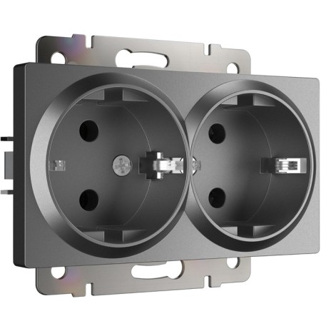 Double socket with grounding (matte graphite) W1172064
