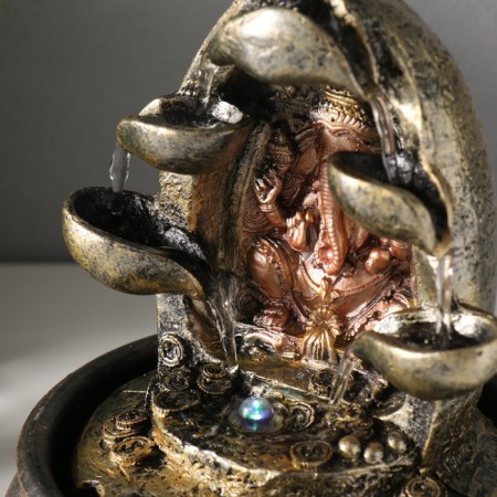 Ganesh desktop fountain "Ganesha with 5 bowls" 22.5x16x16 cm-4