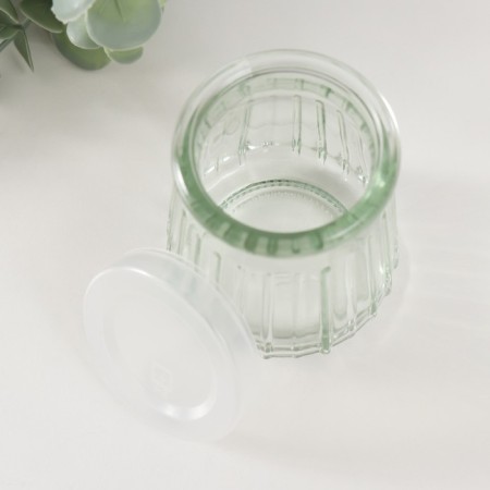 Bank for candles glass with a ribbed lid is a transparent 100 ml 6.5x6.5x7 cm-2