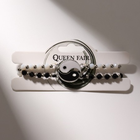 Bracelets "Demetrons" yin-yang, shine, black and white color, 7cm-4