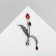 Brooch "Foliage" with dew, red-white color in black silver