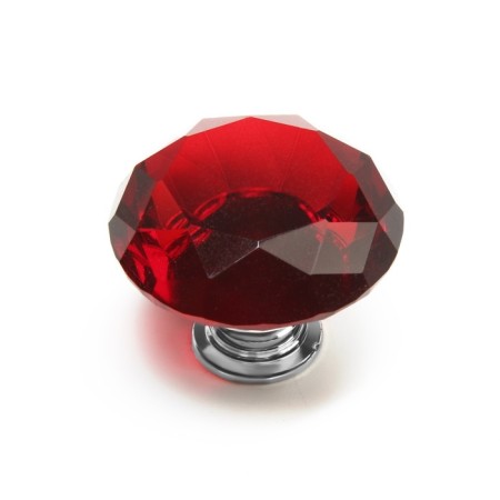 Handle button cappio, red color "diamond", glass, d = 40 mm-5