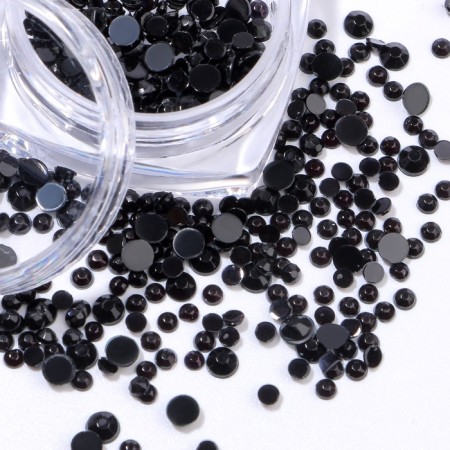 Rhinestones for decor, round, multi -size, black color-1