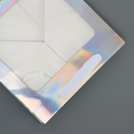 A packet for a cake with a square bottom and window, holographic, 20 x 20 x 20 cm-1