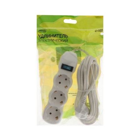 Extension cord Luazon Lighting Eco, 3 sockets, 6 m, 10 A, 3500 W, PVS 3x1 mm2, s/c, with off-5