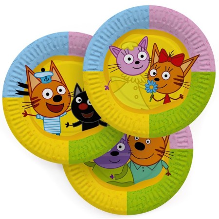Paper plate "Three cats", in a set of 6 pieces, 18 cm