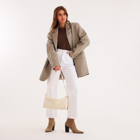 Bag Women's Cross-Bodi, on a zipper, beige color-6