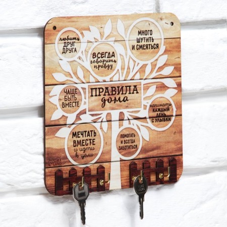 The keywood is wall -mounted "Rules at home."-3