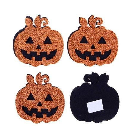 Glue -based decor “Pumpkin with sparkles” set of 4 pcs., Size 1 pc: 4.3 × 4 cm-1
