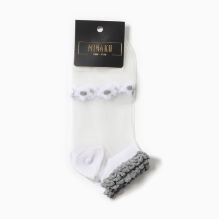 Women's socks glass minku "flowers", white color, size 36-37 (23 cm)-4