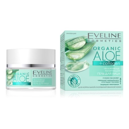 Eveline Organic Aloe+Collagen Face, matting for all skin types, 50 ml