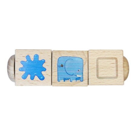Wooden cubes “Learn colors and shapes”, on the axis, 3 cubes-1