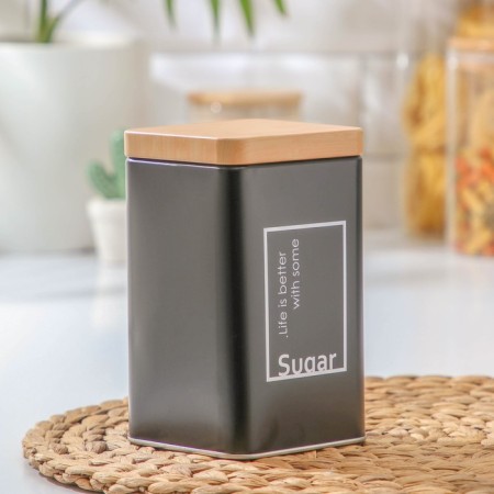 Bank for bulk products "Lifestyle Sugar", 9 × 9 × 15 cm, black color