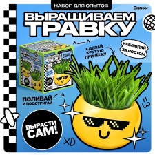 A set for experiments, for children “grow grass”, a plant in a pot - Emoji “Cool”