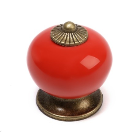 Pen button Dome Ceramics 003, ceramic, red-1