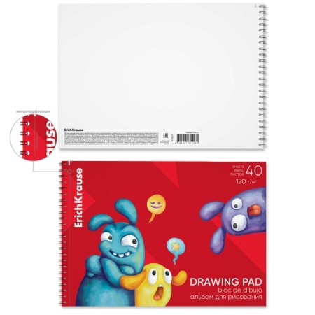 A4 drawing album, 40 sheets on the Erichkrause "Jolly Friends", microperforation-1