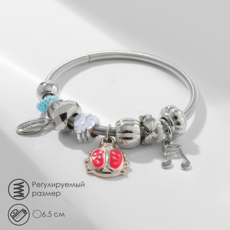 Mardgeri Assortment Bracelet is a single, ladybug, color in silver