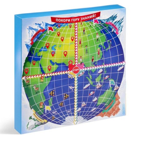 The board game “Traveling around the Earth”, 50 cards, playing field, 7+-12