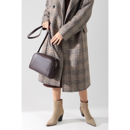 Cross-Bodi bag, lightning department, external pocket, long belt, dark brown color-3