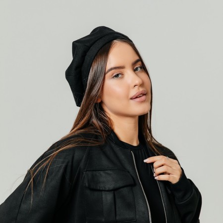 Beret, black color, rr 56cm-6