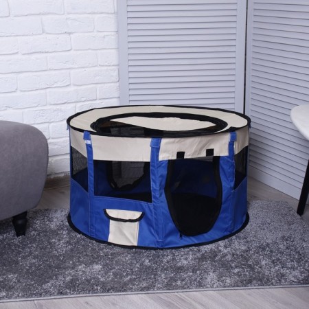 Animal aviary, tent, round, 70 x 40 cm, blue
