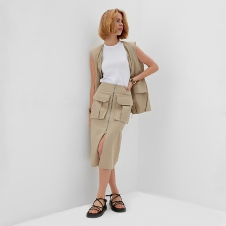 Women's vest at Minaku: Safari beige color, river 52-1