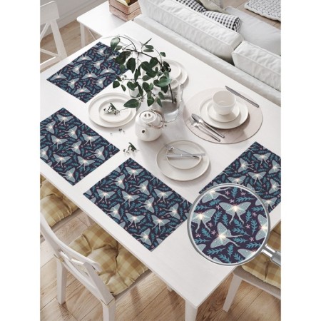 A set of napkins for setting the table "Moths in the night", rectangular, size 32x46 cm, 4 pcs-1