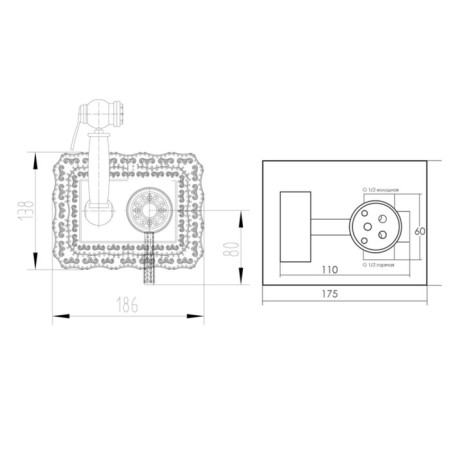 Bronze de Luxe Windsor 10136 bideter, built -in, with hygienic shower, brass 10038-3