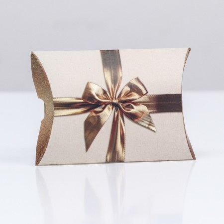 Folding box, pillow, "gold bow" 11 x 8 x 2 cm,